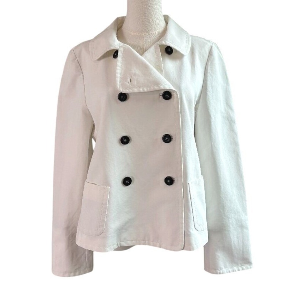 Giorgio Armani White Cotton Double-Breasted Jacket Women's IT 42 Luxury